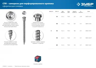 Саморезы для перфорированного крепежа СПК 50 х 5 мм, 170 шт, белый цинк наличный и безналичный расчет