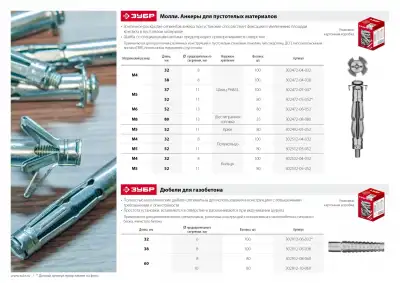 Дюбель металлический для газобетона, 8 x 38 мм, 100 шт, оцинкованный, ЗУБР наличный и безналичный расчет