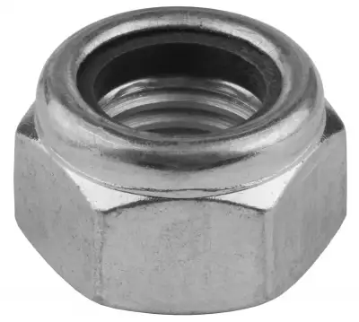 Гайка шестигранная, DIN 985, самостопорящаяся, с нейлоновым кольцом, M16, 100 шт, кл. пр. 8, оцинкованная, KRAFTOOL наличный и безналичный расчет