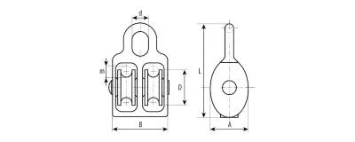 Блок двойной, 6x20мм, 1 шт, нейлоновый шкив, ЗУБР наличный и безналичный расчет