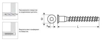 Винт-конфирмат оцинкованный, шестигранный шлиц, 6,4ммx50мм, 2500шт, ЗУБР наличный и безналичный расчет