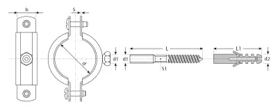 Хомут трубный с гайкой, оцинкованный, в комплекте с сантехнической шпилькой и дюбелем, 1 1/4″, 1шт, ЗУБР наличный и безналичный расчет