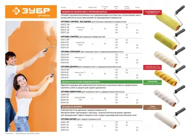 Валик малярный ″ОПТИМА-МИКРОТЕКС″, пропитки и средства защиты древесины, микрофибра, ворс 7 мм, бюгель 6 мм, 40х240мм, ЗУБР наличный и безналичный расчет