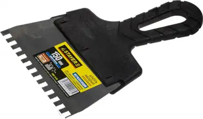 Шпатель STAYER ″PROFESSIONAL″ нержавеющий зубчатый с пластмассовой ручкой, 150мм, зуб 6х6мм наличный и безналичный расчет