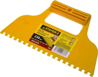 Шпатель STAYER, пластмассовый, зубчатый 6х6мм, 230мм наличный и безналичный расчет