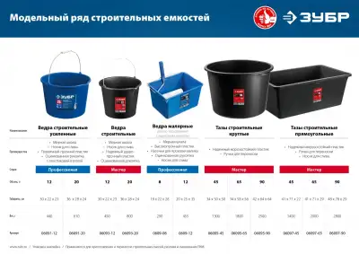 ЗУБР 65 л таз строительный круглый наличный и безналичный расчет
