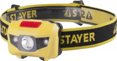 Фонарь STAYER ″MASTER″ MAXLight налобный светодиодный, 1Вт(80Лм)+2LED, 4 режима, 3ААА наличный и безналичный расчет