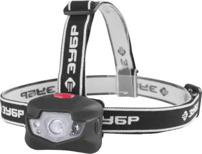 Фонарь ЗУБР ″ЭКСПЕРТ″ налобный светодиодный, 3Вт(120Лм)+4LED, линза коллиматор, 3 режима, 3ААА наличный и безналичный расчет