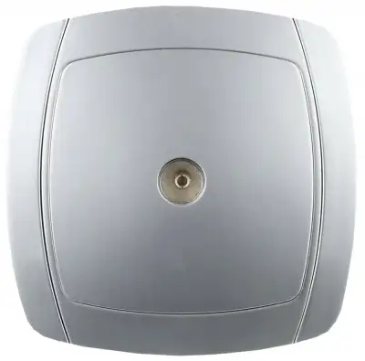 Розетка СВЕТОЗАР ″АКЦЕНТ″ телевизионная одинарная в сборе, цвет серебристый металлик наличный и безналичный расчет