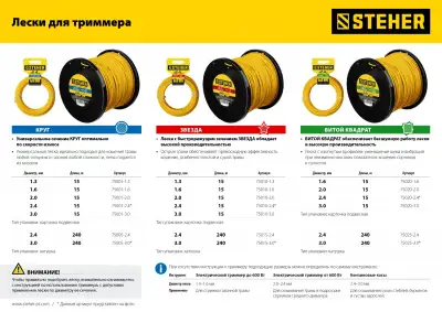 Леска для триммера КРУГ 1.3 мм 15 м STEHER наличный и безналичный расчет