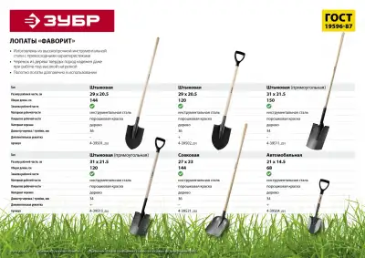 Лопата ″ФАВОРИТ″ совковая, деревянный черенок, ЗУБР Профессионал наличный и безналичный расчет