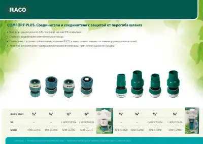 RACO COMFORT-PLUS 1/2″, соединитель быстросъёмный с защитой от перегиба шланга ,из ABS-пластика с TPR наличный и безналичный расчет