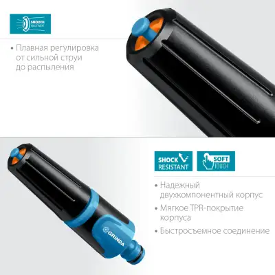 GRINDA PROLine Z-R, плавная регулировка, наконечник поливочный двухкомпонентный наличный и безналичный расчет