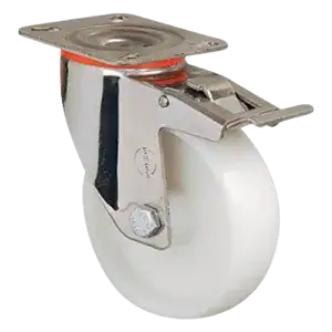 Нейлоновое поворотное колесо с тормозом из нержавеющей стали EM01 ZKZ 125F INOX наличный и безналичный расчет