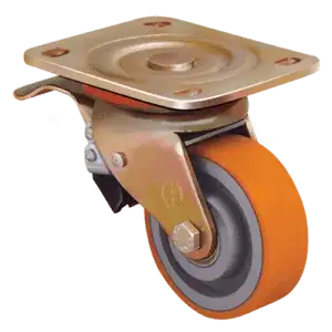 Большегрузное полиуретановое поворотное колесо с тормозом ED01 VBP 125F наличный и безналичный расчет