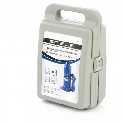 Домкрат гидравлический бутылочный, 4 т, h подъема 188-363 мм, в пластиковом кейсе Stels наличный и безналичный расчет