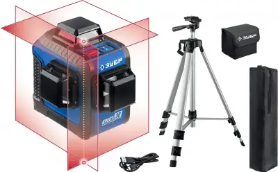 ЗУБР КРЕСТ 3D №2 нивелир лазерный 3х360°, 20м/70м, точн. +/-0,3 мм/м, штатив наличный и безналичный расчет
