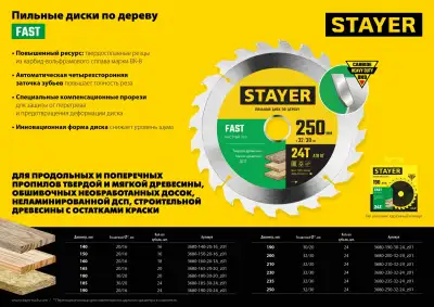 STAYER FAST 150 x 20/16мм 16T, диск пильный по дереву, быстрый рез наличный и безналичный расчет