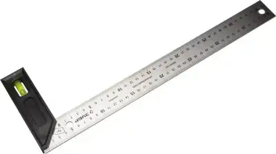 Угольник разметочный, ЗУБР Эксперт 34397-40, усиленный, встроенный уровень, гравирован шкала, нерж. полотно 37мм, толщина 2мм, 400мм наличный и безналичный расчет