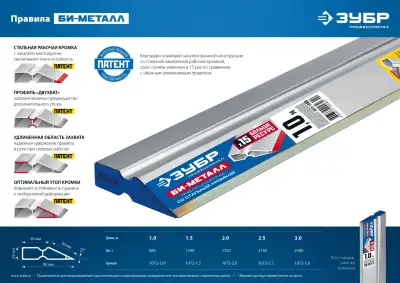 БИ-Металл 1м, правило, ЗУБР (1072-1.0) наличный и безналичный расчет