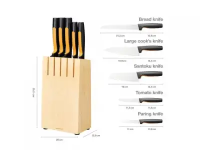 Набор ножей 5 шт. с деревянным блоком Functional Form Fiskars (FISKARS ДОМ) наличный и безналичный расчет