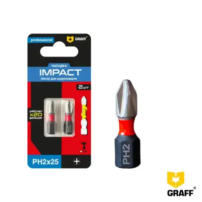 Бита Impact PH 2x25 мм (2 шт. блист.) GRAFF наличный и безналичный расчет