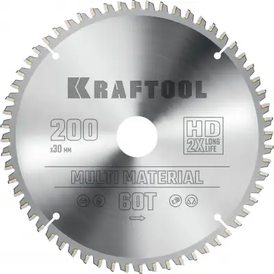 KRAFTOOL Multi Material 200х30мм 60Т, диск пильный по алюминию наличный и безналичный расчет