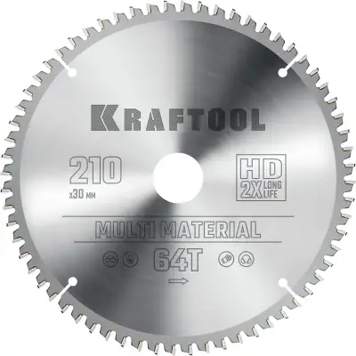 KRAFTOOL Multi Material 210х30мм 64Т, диск пильный по алюминию наличный и безналичный расчет