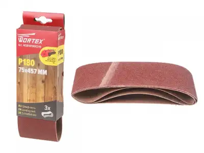 Шлифлента 75х457мм P180 бесконечная 3шт. WORTEX наличный и безналичный расчет