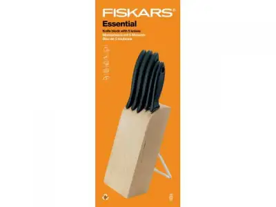 Набор ножей 5 шт. с деревянным блоком Essential Fiskars наличный и безналичный расчет