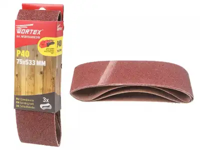 Шлифлента 75х533мм P40 бесконечная 3шт. WORTEX наличный и безналичный расчет