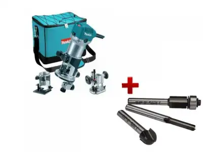 Фрезер кромочный MAKITA RT 0700 CX2 + аксессуары + АКЦИЯ Набор фрез 3 шт. D-70459 (710 Вт, цанга 8 мм, 30000 об/мин, регул. об.) наличный и безналичный расчет