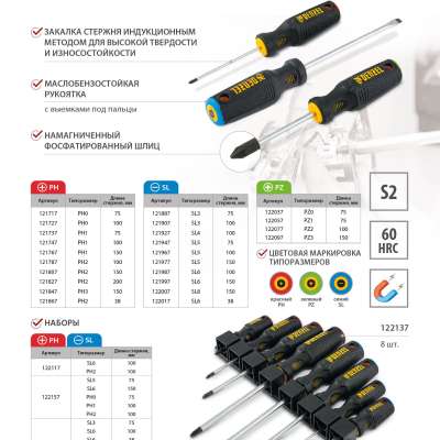 Отвертка, PH2х200 мм, S2, 3к рукоятка Denzel наличный и безналичный расчет