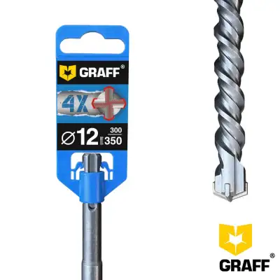 Бур (сверло) по бетону 12x300x350 мм SDS-plus 4-х кромочное GRAFF наличный и безналичный расчет