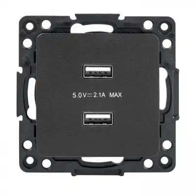 Розетка USB 2-м Стокгольм 2.1А механизм черн. PROxima EKF EZR16-028-10-2USB наличный и безналичный расчет