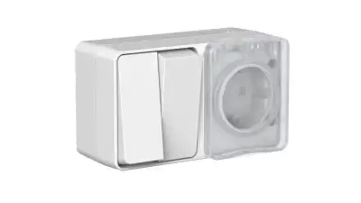 Блок ОП AtlasDesign PROFI IP54 (розетка 16А заземл. защ. шторки + 2-кл. выключатель 10А) сер. SE ATN543074 наличный и безналичный расчет