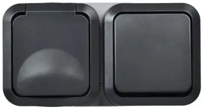 Блок ОП розетка + выключ. горизонт. TORS 16А IP55 TS142 графит IEK TS-G10-6-55-V-K53 наличный и безналичный расчет