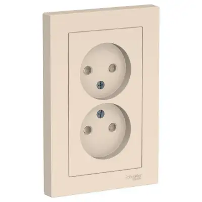 Розетка 2-м СП AtlasDesign 16А IP20 без заземл. защ. шторки в сборе беж. SE ATN000222 наличный и безналичный расчет