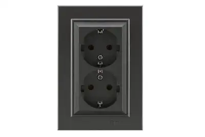 Розетка 2-м СП Karea 16А IP20 с/з дым. металлик Makel 56050082 наличный и безналичный расчет