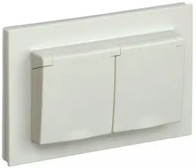 Розетка 2-м СП BRITE РСбш12-3-44-БрКр 16А в сборе IP44 с крышкой беж. IEK BR-R26-16-44-K10-F наличный и безналичный расчет