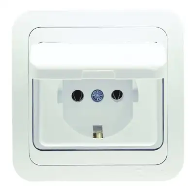 Розетка 1-м СП Mimoza 16А IP20 с крышкой бел./бел. Makel 12029 наличный и безналичный расчет