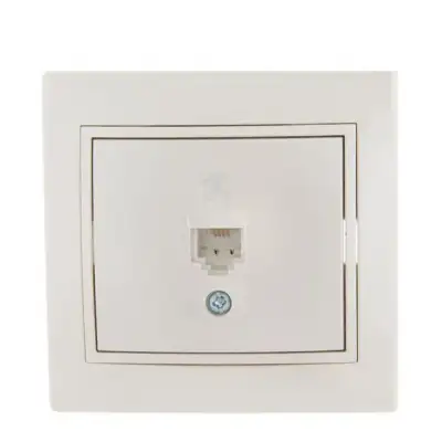 Розетка телефонная 1-м СП Mira RJ11 16А IP20 евро стандарт со вставкой жемчуж./бел. перламутр. LEZARD 701-3030-137 наличный и безналичный расчет