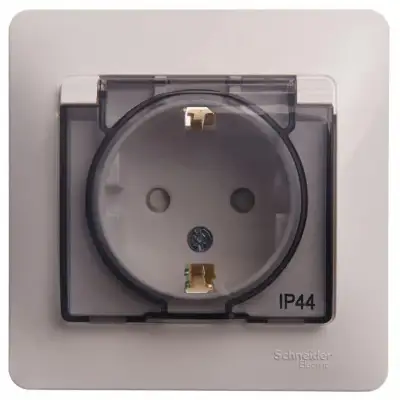 Розетка 1-м СП Glossa 16А IP44 с заземл. защ. шторки с крышкой в сборе бел. SE GSL000148 наличный и безналичный расчет