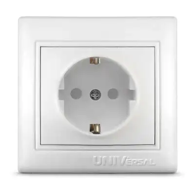 Розетка 1-м СП Севиль 16А IP32 с заземл. защ. шторки бел. UNIVersal С0049 наличный и безналичный расчет