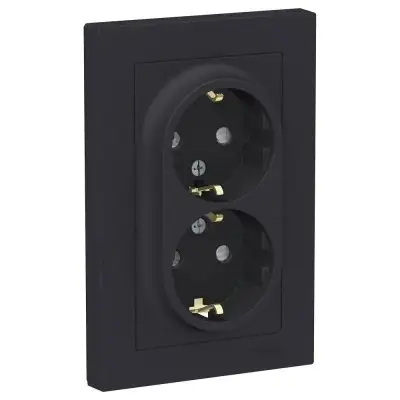 Розетка 2-м СП AtlasDesign 16А IP20 с заземл. защ. шторки в сборе карбон SE ATN001026 наличный и безналичный расчет