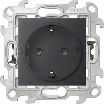Розетка 1-м СП Simon 24 16А IP20 2P+E Push&Go без защ. шторок механизм графит Simon 2420434-038 наличный и безналичный расчет