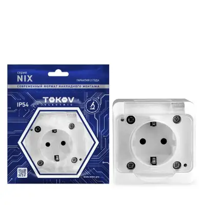 Розетка 1-м ОП Nix 16А IP54 250В с заземл. с прозр. крышкой бел. TOKOV ELECTRIC TKE-NX-R1Z-C01T-IP54 наличный и безналичный расчет