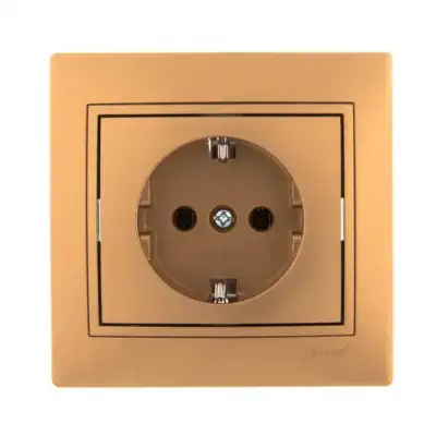 Розетка 1-м СП Mira 16А IP20 с заземл. со вставкой керамика зол. метал. LEZARD 701-1313-122 наличный и безналичный расчет