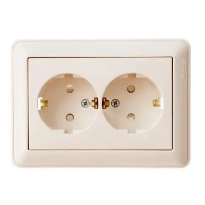 Розетка 2-м СП W59 16А IP20 с заземл. защ. шторки в сборе сл. кость SE RS16-255-28 наличный и безналичный расчет