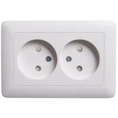 Розетка 2-м СП Хит 16А IP20 без заземл. защ. шторки бел. SE RS16-230-B наличный и безналичный расчет